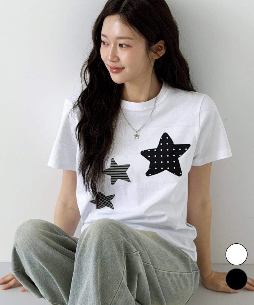 NTBC Dot On Star Graphic Short Sleeve T-Shirt_2 Colors