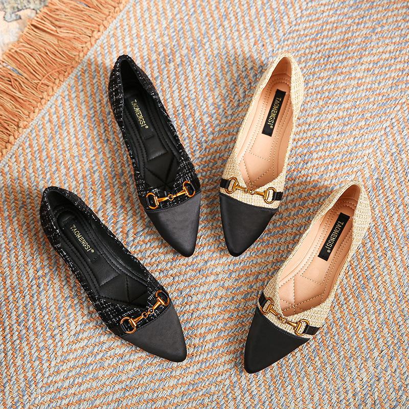 Xiaoxiangfeng Women's Shoes  Spring New Shoes Women's Flat Pointed Toe Shoes