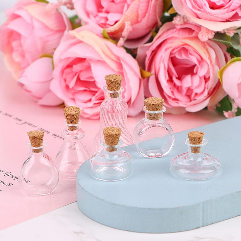 1:12 Dollhouse Mini Wish Bottle Glass Storage Bottle W/Cork Candy Jar Home Decor