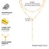 Stainless Steel Bead Chain Tassel Double-layer Y-shaped Necklace for Women, Simple Heart Flower Zircon Gold Plated Long Necklace