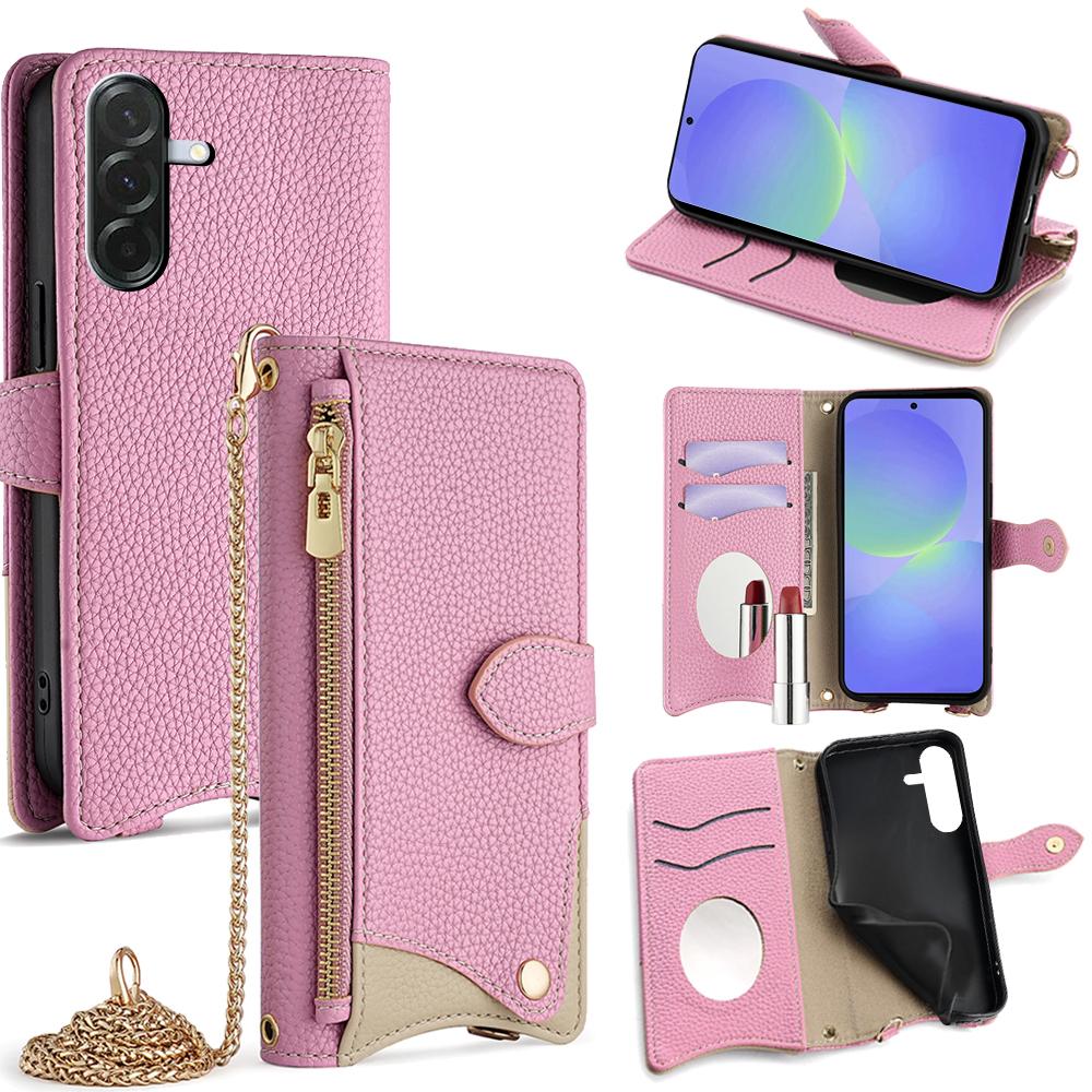 For Samsung Galaxy A36 5G Leather Case Wallet Stand Cover Irregular Tail Style with Chain Strap