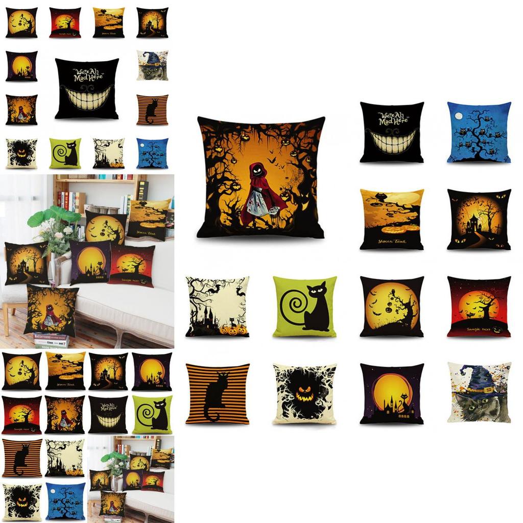 Stylish Invisible Zipper Halloween Cushion Cover For Sofa And Bed