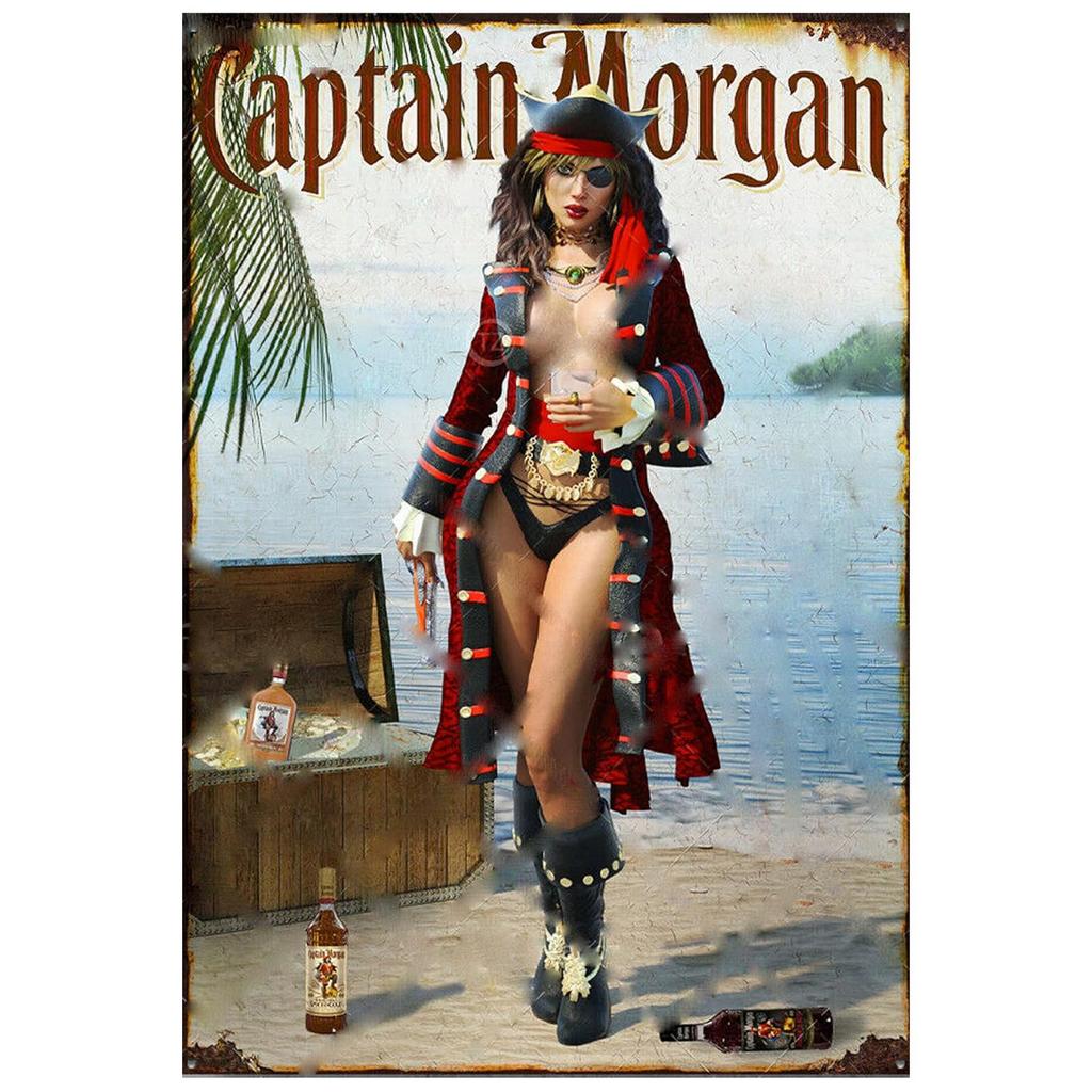 Segni Metallici in Latta Birre Captain Morgan Poster da Parete Targhe Segno Decorazione Pittura in Ferro Vintage per Garage Caffetteria Man Cave Club Bar