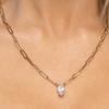 Matte Waterproof Water Drop Cubic Zirconia Pendant Paper Needle Necklace Stainless Steel Fashion Jewelry