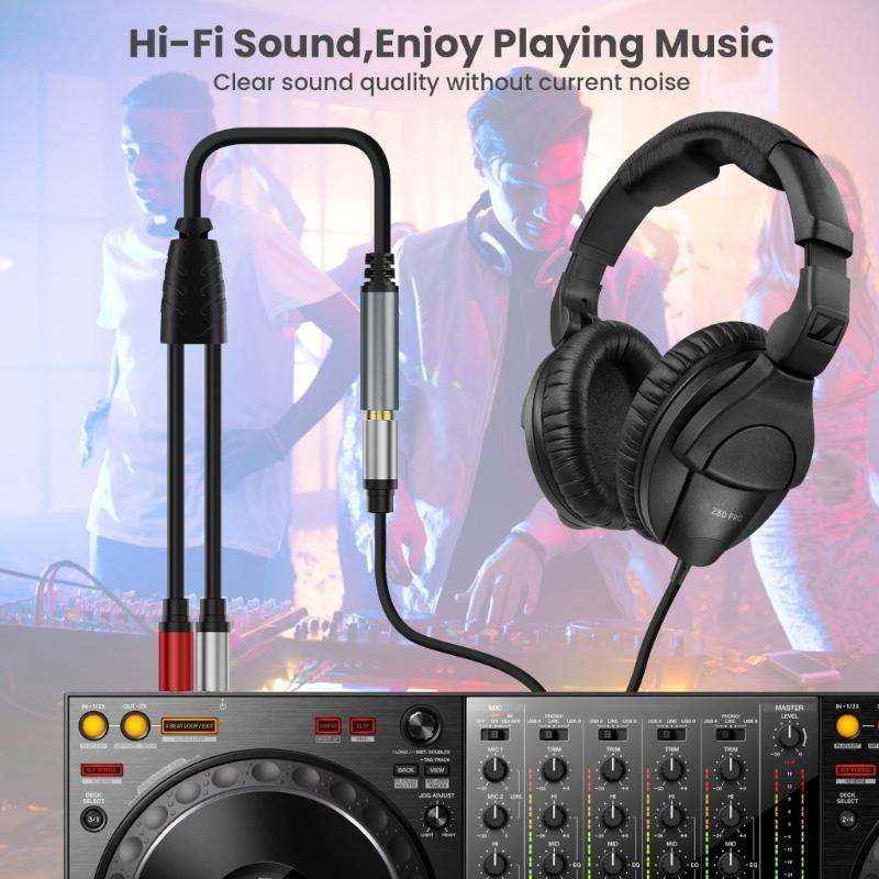 6.35mm TRS Stereo Female Plugs to 2x 6.35mm Male Mono Music Speaker Adapter,6.35mm Speaker Splitter Cable