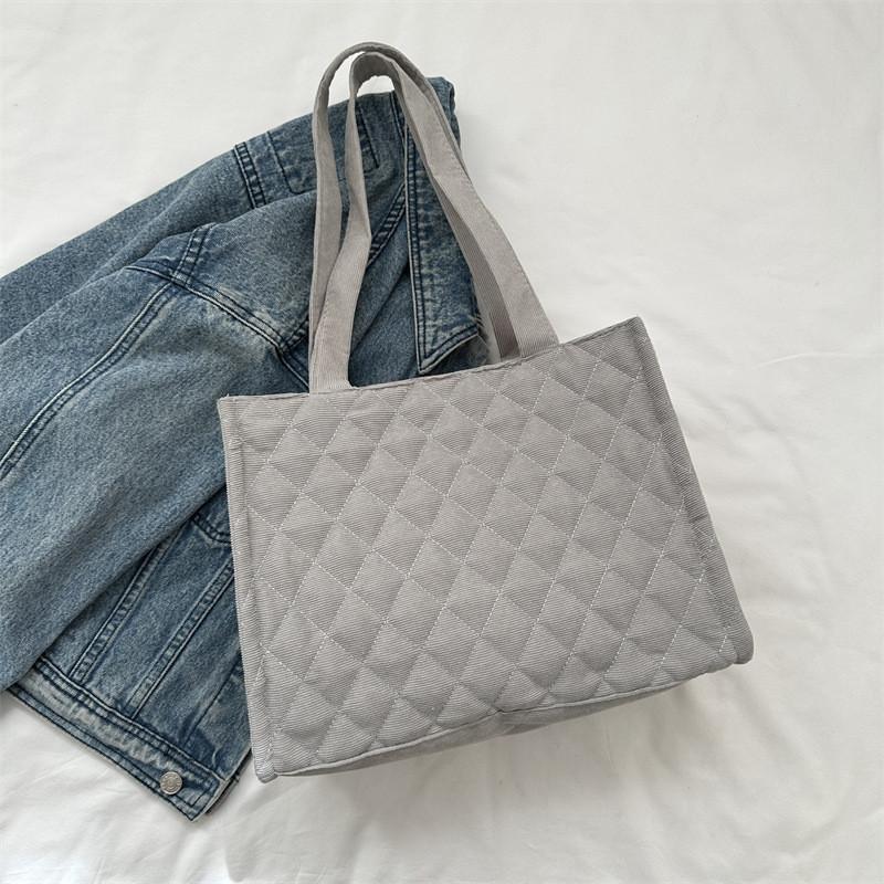 Chic Korean Style Canvas Tote Bag For Women Available In Black Beige And Gray