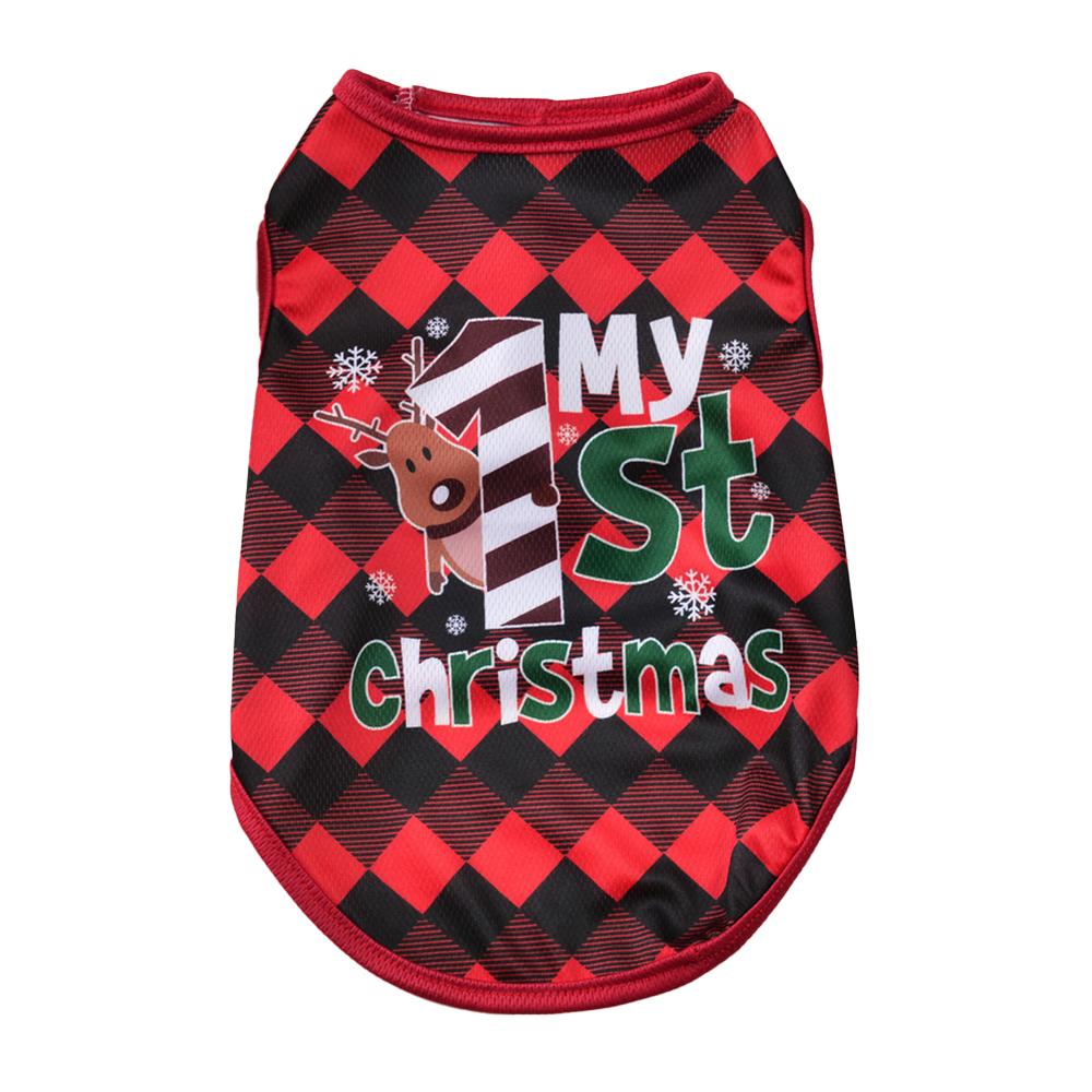 4pc Soft Pet Vest For Small Medium Dogs Cats Cute Santa Claus Diamond Plaid Print Kitten Comfortable T-shirt Sphynx Costume Coat