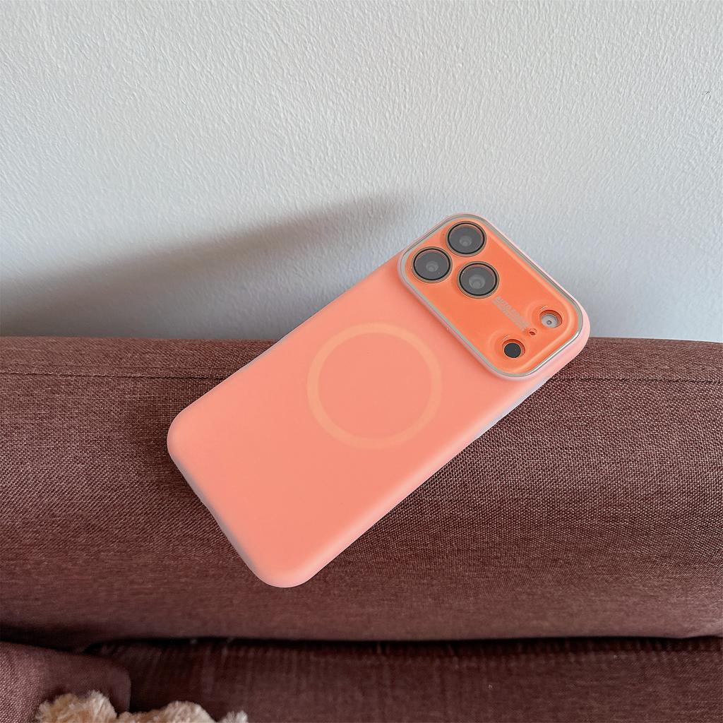 Luxury For Magsafe Jelly Large Window Silicone Case for iPhone 17 16 15 14 Pro Max Magnetic Wireless Charging Shock Matte Cover