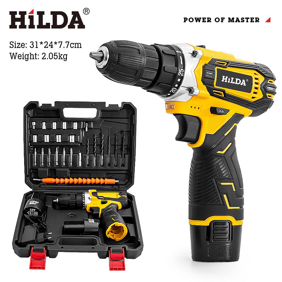 Hilda Rechargeable Lithium-Ion Impact Drill & Portable Electric Screwdriver Set