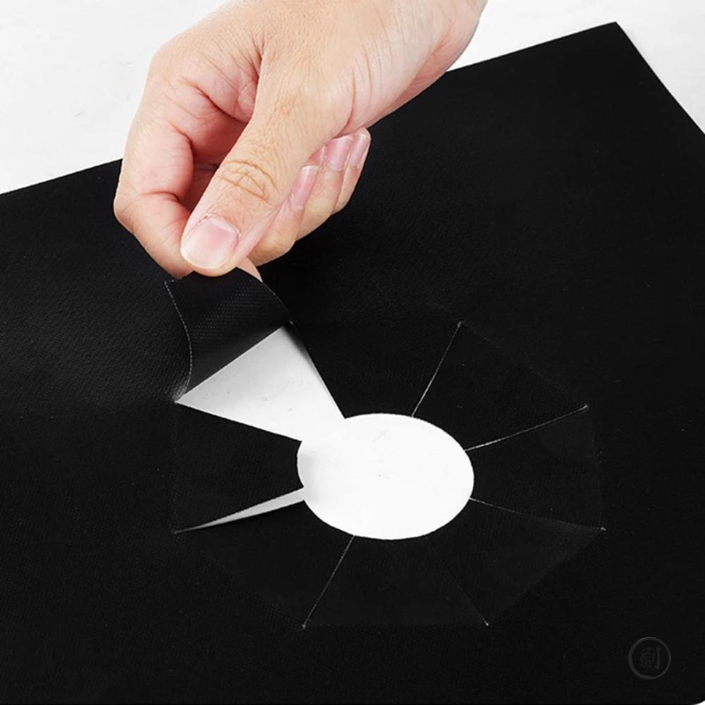 4 kusy 27 cm ochranné podložky na plynový sporák, omyvatelné, odolné vůči oleji a nečistotám, kuchyňské čisticí příslušenství