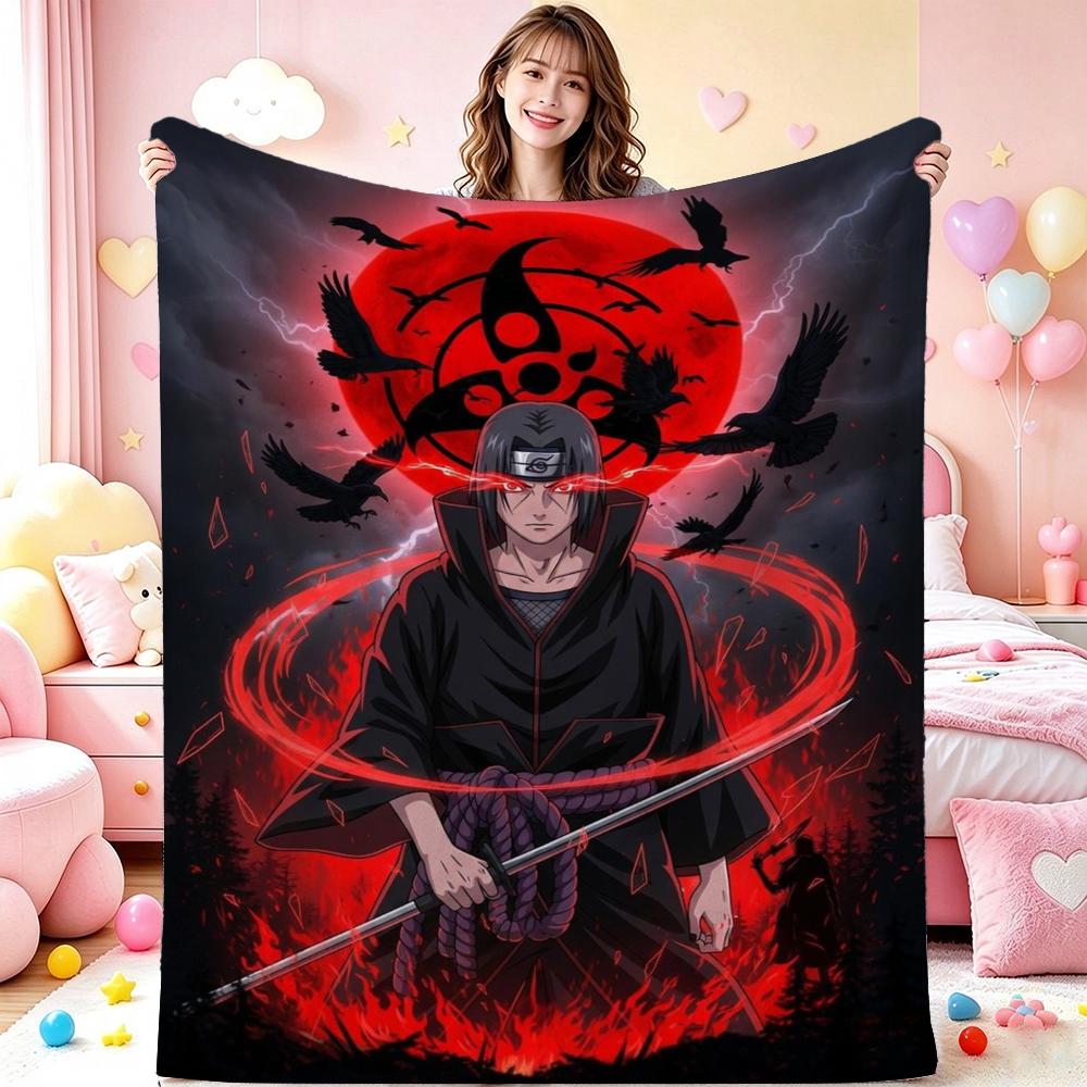 Itachi'S Moon Night Cartoon Flannel Blanket Warm Comfortable Fleece Blanket For Living Room Bedroom Recliner Lightweight Home Decor Gift For Friends
