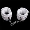 PU Leather Sponge Padded White Hands Cuffs /Ankle Cuffs / Neck Collar With Leash Bondage Restraints Accessories Sex Toys