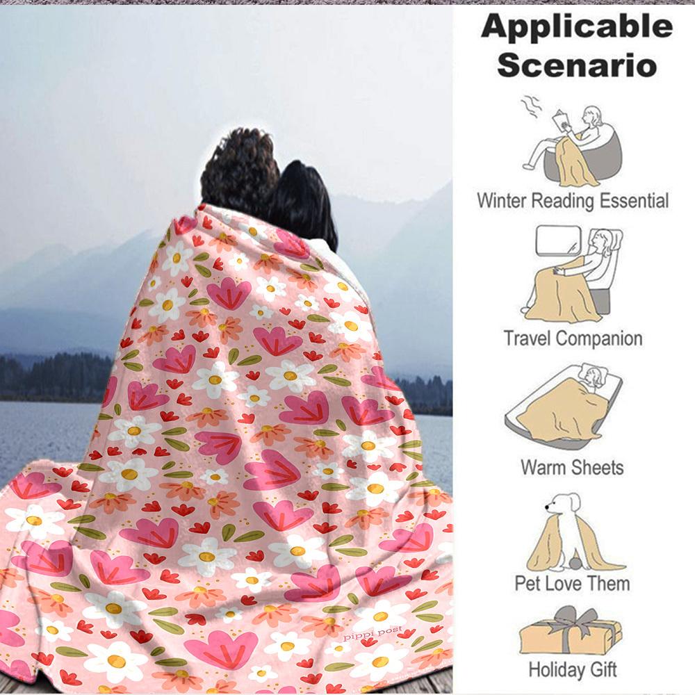 1pc Floral Pattern Lightweight Flannel Blanket, Comfortable and Warm Blanket, for Office and Camping Sofa Bed, Livingroom170