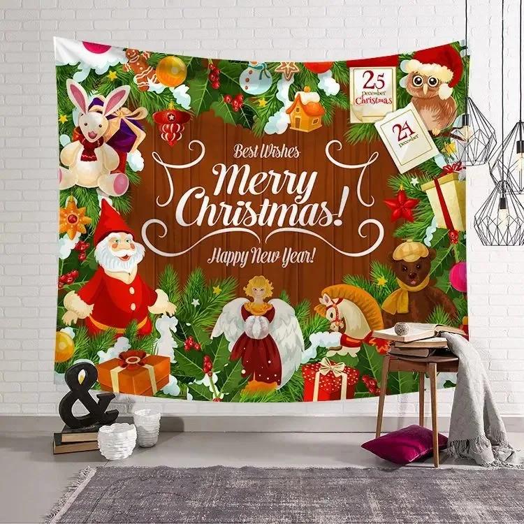 

Рождественский узор гобелен для дома, спальни, гостиной, настенное украшение, рождественская тема гобелен 100x75cm
