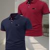 2 Stück Herren Mode Farbblock Lässig Kurzarm Poloshirt, Bequem und Atmungsaktiv Täglich Outdoor Hemdkragen Oberteil