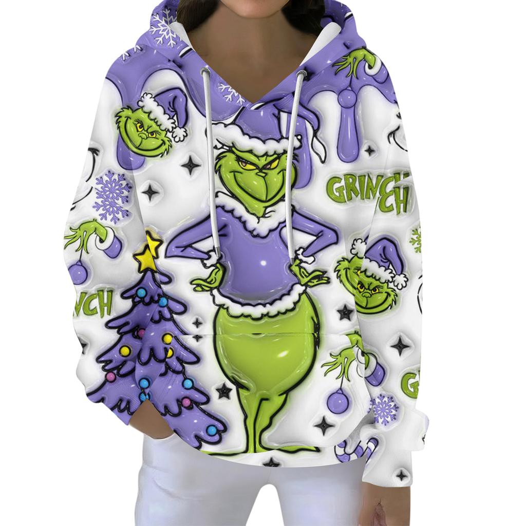 Christmas Hoodies For Women Funny Cute Printed Holiday Sweatshirt Winter Oversized Pullover Tops