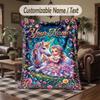 Unicorn Theme Throw Blanket Custom Name Text Personalized Blanket Soft Cozy Blanket for Home Sofa Bed