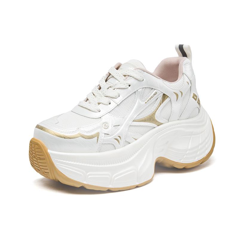 Thick-soled dad shoes women's spring 2025 new warm inner height increase women's shoes versatile sports and leisure shoes genuine