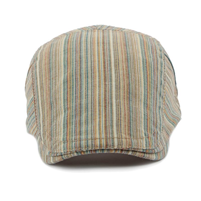 Damen Frühling Sommer Gestreifte Baskenmütze Britische Vintage Kappe Schirmmütze Herren Schiebermützen Flache Kappe Fahrer Efeu Hut Gatsby Malermützen