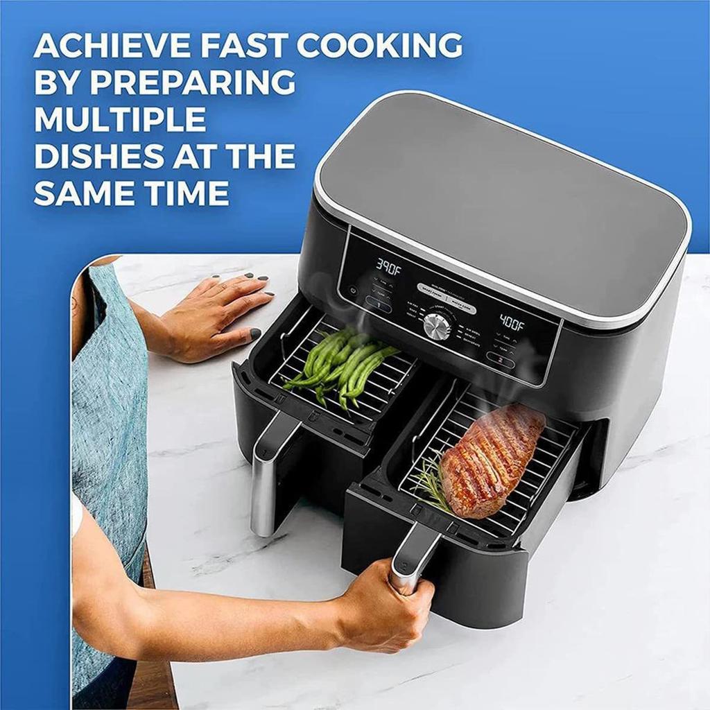 Griglia Friggitrice ad Aria per Cucina con Spiedini per Barbecue per Friggitrici ad Aria a Doppio Cestello Forno Microonde Cottura al Forno