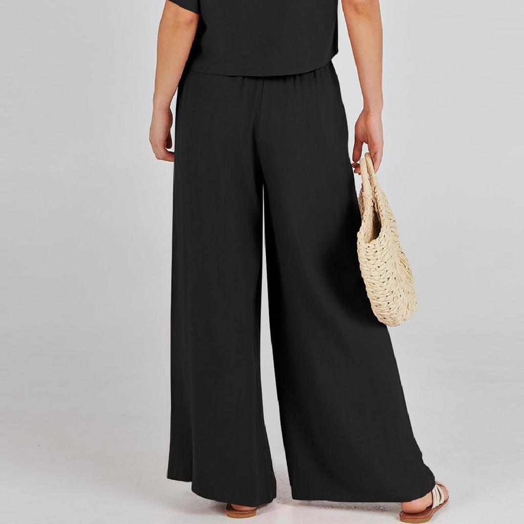 Women’s Summer Casual  Wide Leg Pants With Pocket