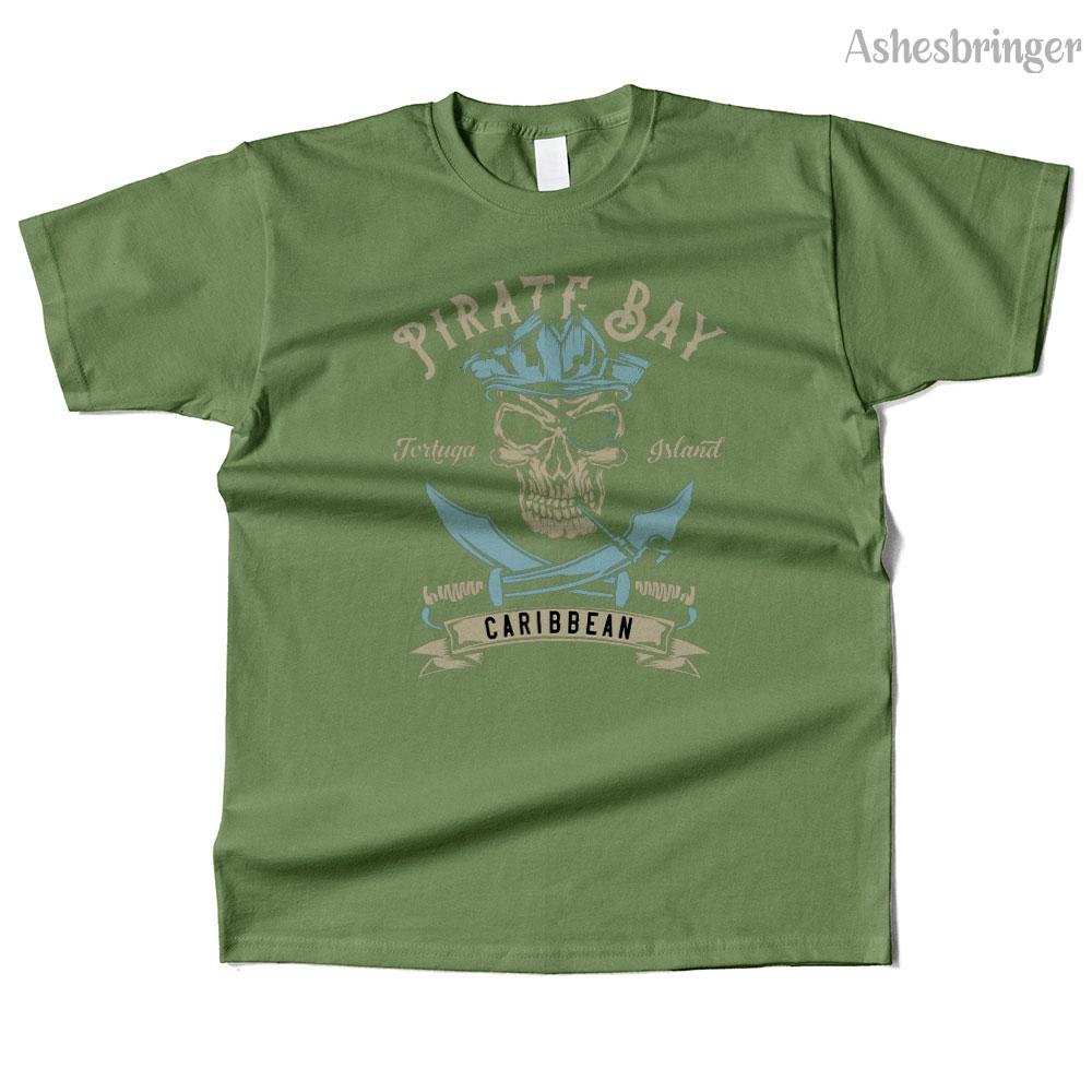 Unisex bawełniany T-shirt z grafiką Pirate Bay, wysoka jakość, styl uliczny casual, dla unisex i kobiet