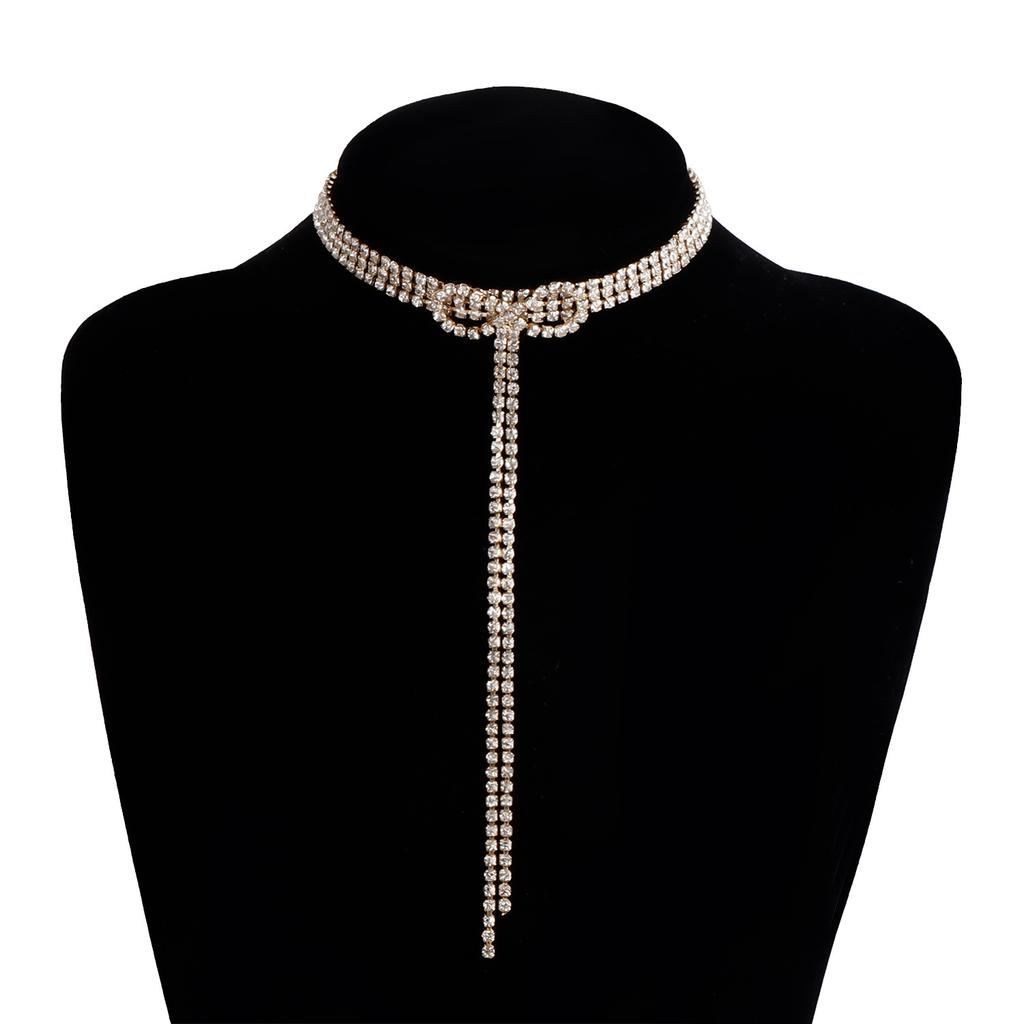 Collier Tendance Bijoux Nœud Chaîne Clavicule Ras du Cou Luxe Léger Perceuse Franges Cou Chaîne de Cou