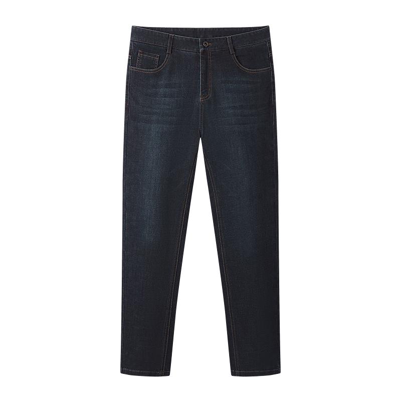 Hongdou Men's Thickened Brushed Straight-Leg Jeans