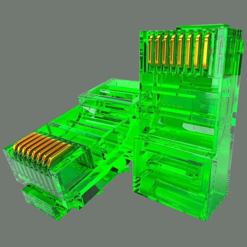 50PCS RJ45 Cat6 Pass Through Connectors, Assorted Colors EZ To Crimp Modular Plug for Solid Or Stranded UTP Network Cable