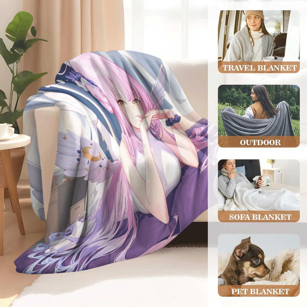 Cartoon Blue Archive Misono Mika Flannel Blanket Cover Warmth Soft Anime Blanket Multifunctional Decor Home Universal Blankets
