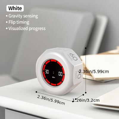 1 Visual Gravity-Sensing Timer | Learning Discipline Checker, Kitchen Fitness Baking Timer, Rechargeable, Lithium Battery