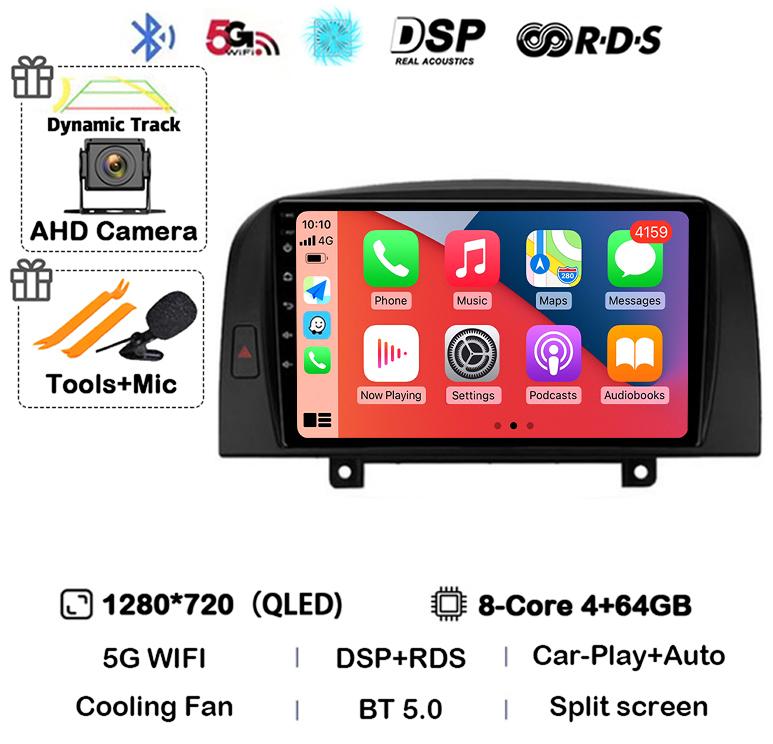 Android 14 Carplay 4G+WIFI Car Radio For Hyundai SONATA NF 2004 2005 2006 2007 2008 GPS Autoradio Multimedia Video Player Stereo