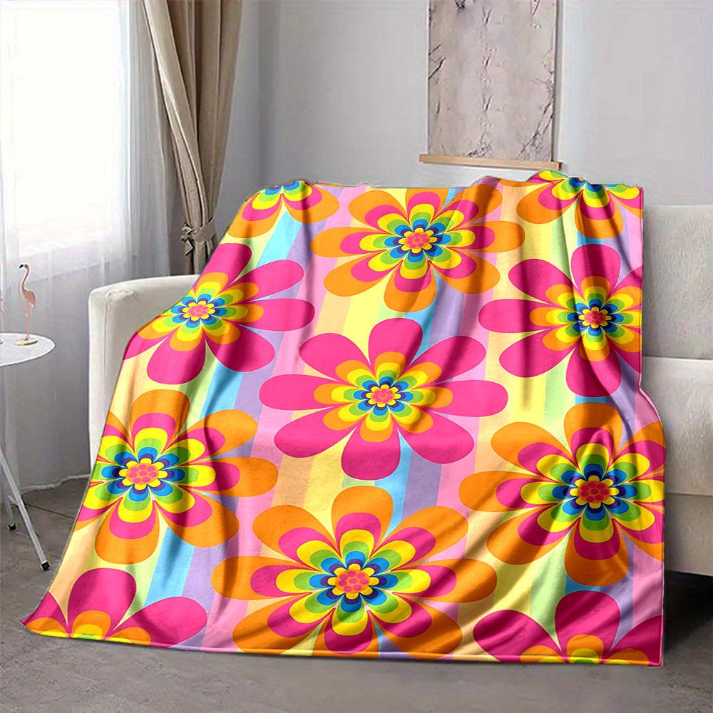 1pc Flower Pattern Blanket Warm, Cozy, And Soft, Suitable for Sofas, Beds, Cars, And Office Use.Perfect for Camping And Travel, Making It a Great Gift