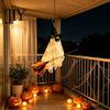 Whimsical Ghost Witch Figurine Halloween Flying with Broom, Large Lighted Hanging Decoration Durable Yard Ornaments Hat for Lawn Patio Porch Backyard