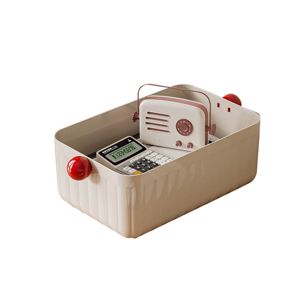 

Dopamine Настольный ящик для хранения, портативный, большой емкости, настольный органайзер, штабелируемый, со сферической ручкой для офиса кремовый