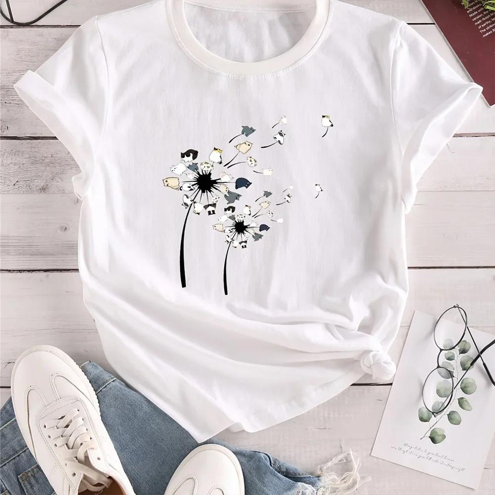 

Summer Womens Tshirt Heart and Dog Footprint Printed Soft and Elastic Casual Shirt Street Fashion Clothing Aesthetic Clothes 3XL