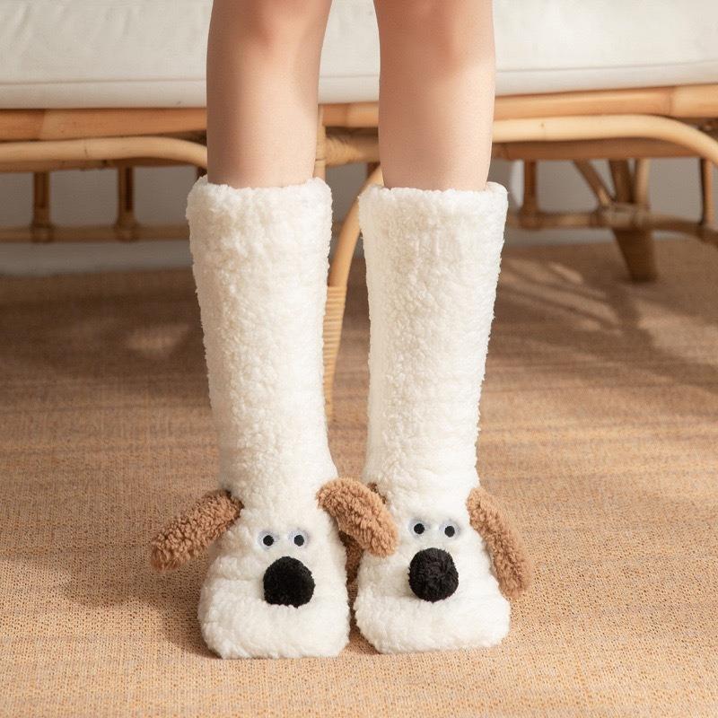 Floor socks Non-slip indoor snow socks fleece thickened sleep coral fleece home slippers wool socks female adult