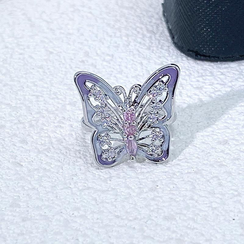 Fashion Women'S Bow Pink Zir*****Pen Ring Niche Light Luxury High-End Exquisite Jewelry