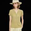 Women's Tencel Linen Blend French Half-Open Collar Knitted T-Shirt