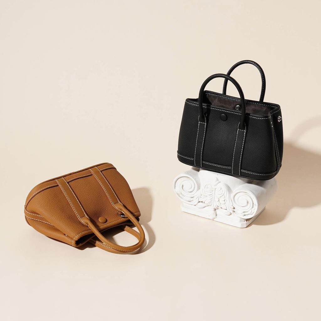 First Layer Cowhide Garden Bag, Genuine Leather Women's Bag, Fashionable Versatile Lychee Pattern Shoulder Portable Messenger Bag