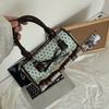 Canvas Boston Tasche mit Spitzenbesatz und süßer Schleife für den täglichen Gebrauch Damenmode