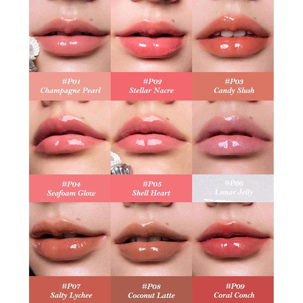 Flower Knows Shell's Jewel Nourishing Lip Glaze,0.16 Fl.Oz(P01 Champagne Pearl)