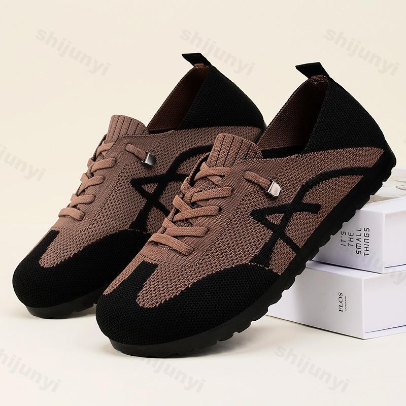 Mode Damen Freizeitschuhe Sommer Mesh Atmungsaktiv Bequem Rutschfest Ballerinas Sneaker Damenschuhe Gummiband Outdoor Laufschuhe