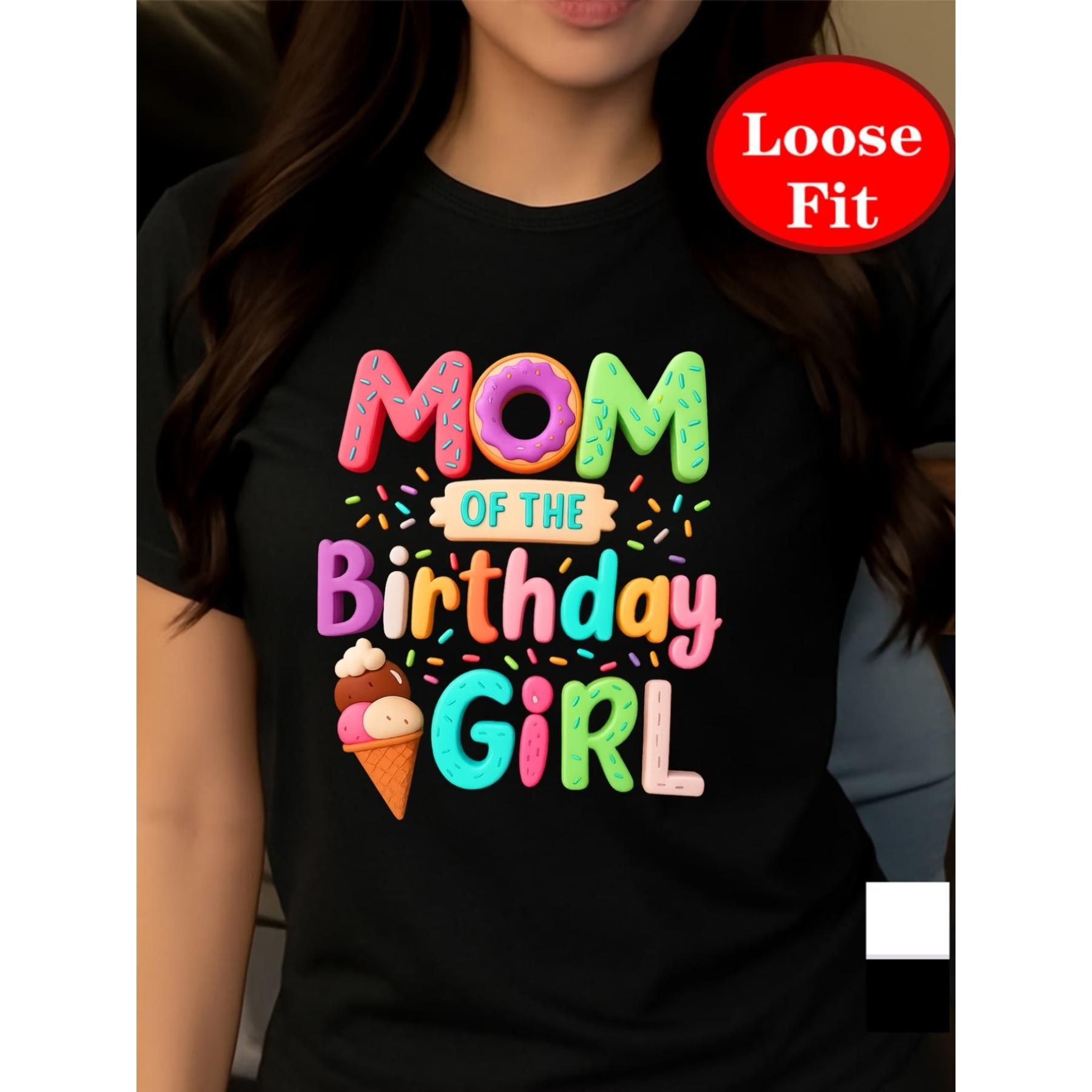 Birthday Party, Happy Birthday Print, Round Neck Short-Sleeved T-Shirt, Spring and Summer Casual Top, Plus Size Women S Clothing S чёрный