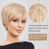 HAIRCUBE Short Creamy Blonde 100% Human Hair Wigs for Women,Pixie Cut Straight Wig With Bang Glueless Wigs Natural Daily Use