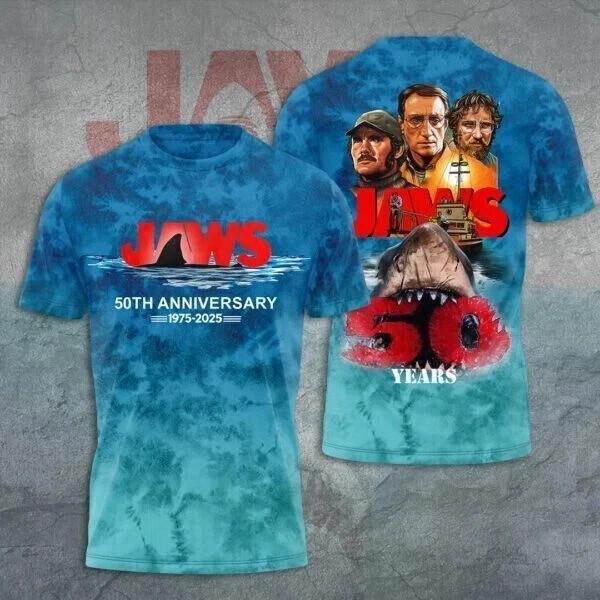 Jaws 50Th Anniversary 1975-2026 3D All Over Printed T-Shirt Unisex M