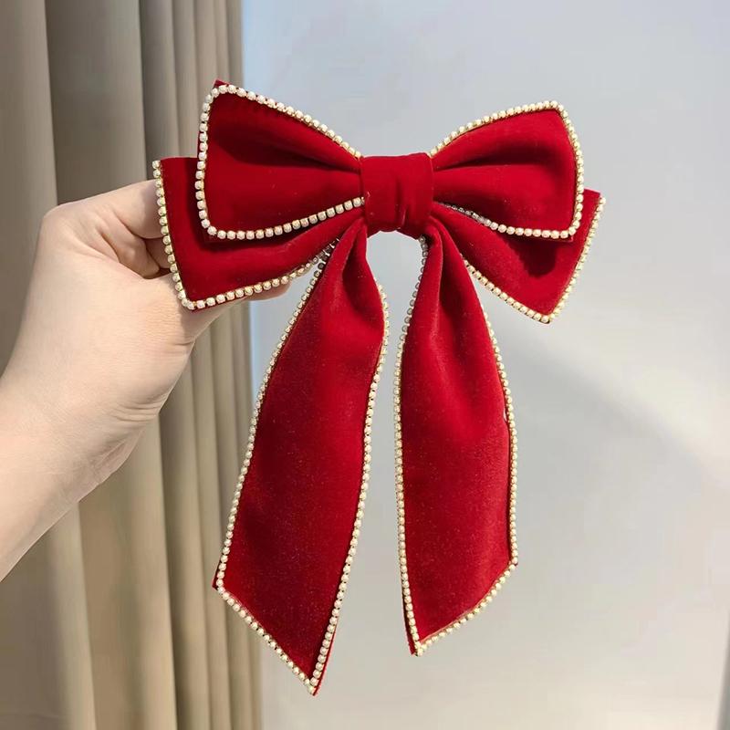 Velvet Velká mašle Vlásenka pro ženy Dívky Vintage Elegantní Vlásenky Pokrývka hlavy Pokrývka hlavy Vynikající vlasové doplňky Dárky