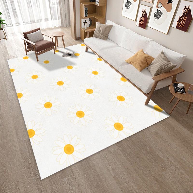 Minimalist Cute Pastel Cartoon Heart Scattered Pattern Easy To Clean Carpet Mat for Living Room Bedroom Home Decoration Rug