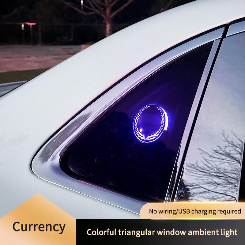 Universal For Porsche Car Triangle Window LED Decorate Light Car Rear Window Atmosphere Lamp Intelligent Luminous Seven Color