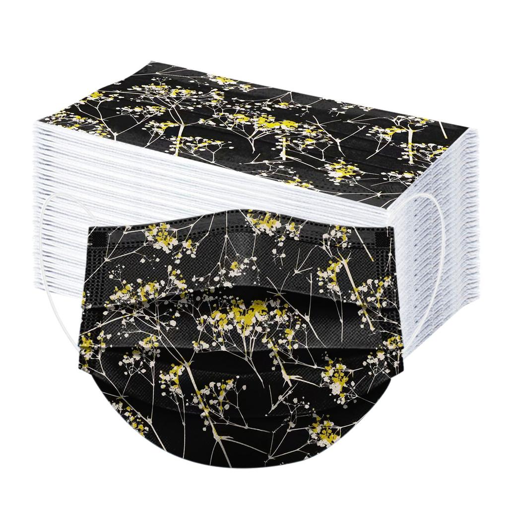 100PCS Adult Fashion Print Disposable Face Mask 3 Ply Earloop Anti-PM2.5 